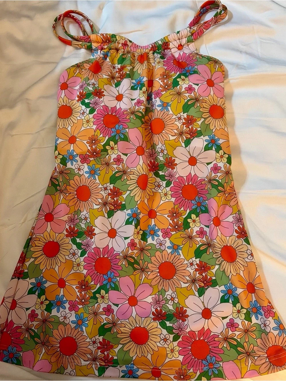 Lime Ricki Floral Ruched Square Neck Bikini Swim Top Size S